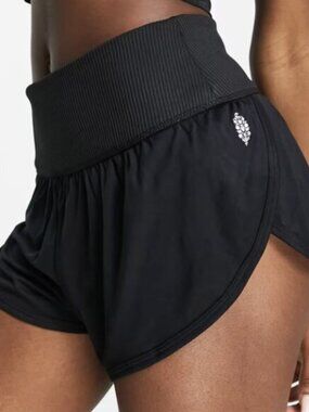 Free People Movement Game Time Shorts Womens L Black High Waisted Lined Pull-On